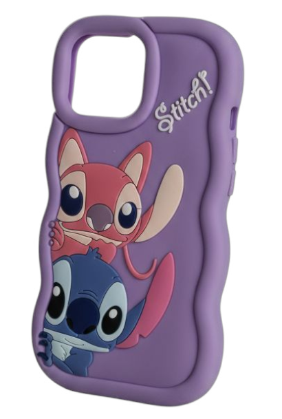 Coque Stitch 3D en silicone – Protection mignonne et anti-choc pour iPhone