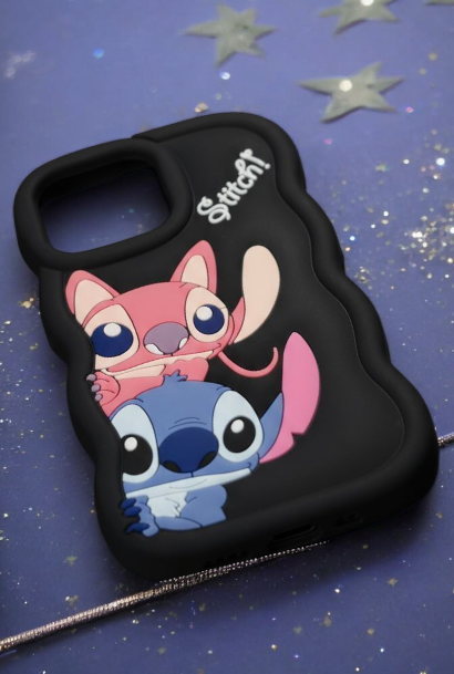Coque Stitch 3D en silicone – Protection mignonne et anti-choc pour iPhone