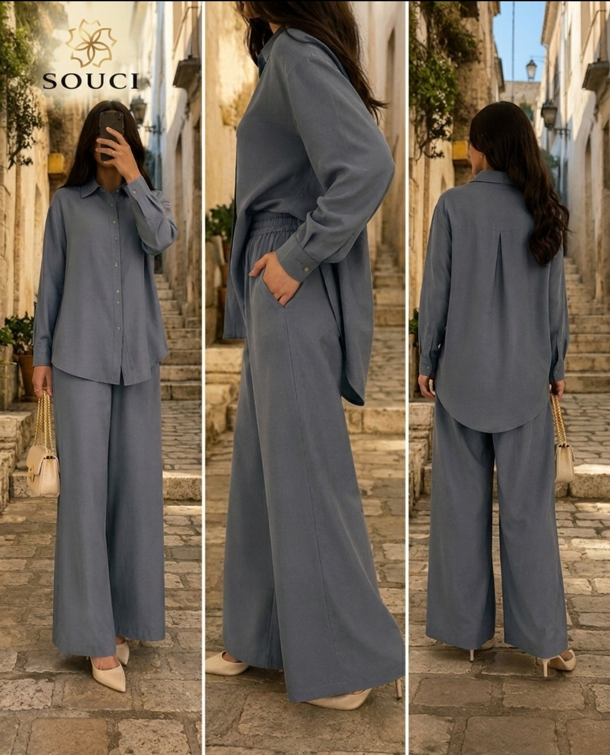 Ensemble Chemise Palazzo - طقم الأناقة والراحة النسائي