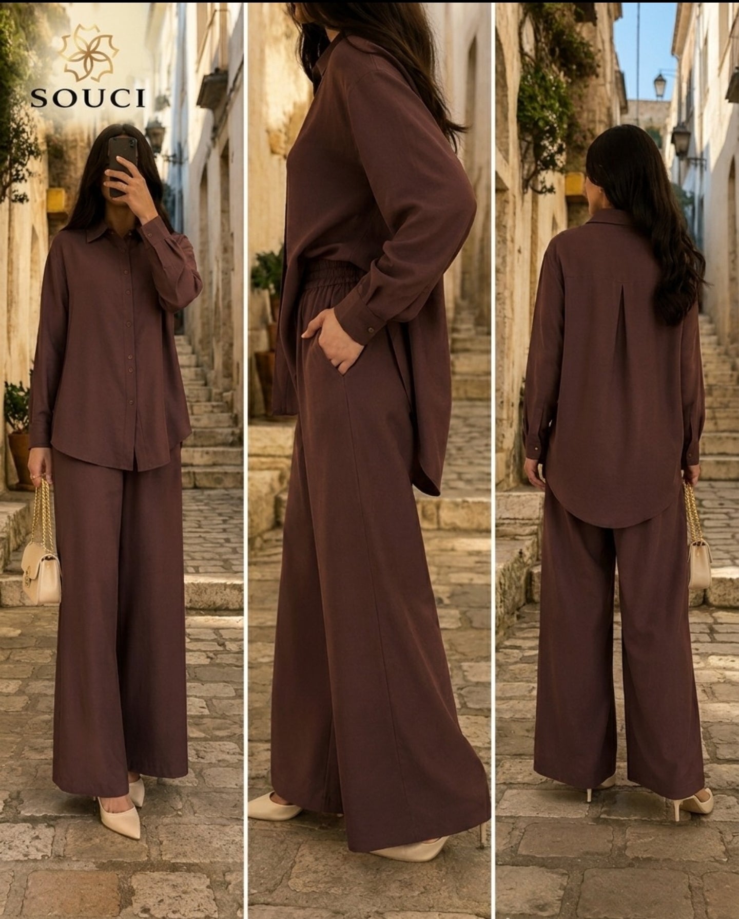 Ensemble Chemise Palazzo - طقم الأناقة والراحة النسائي