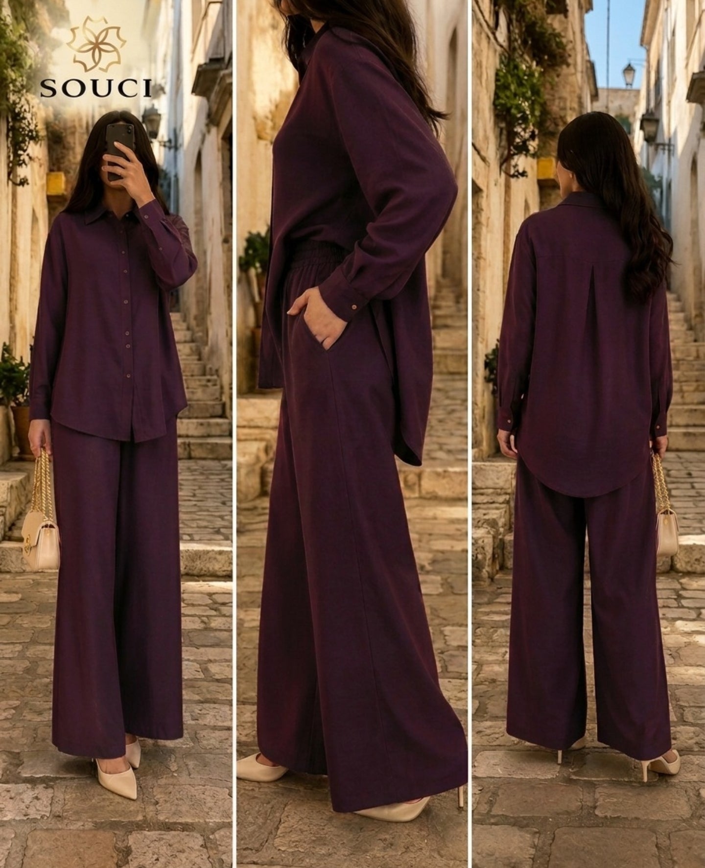 Ensemble Chemise Palazzo - طقم الأناقة والراحة النسائي