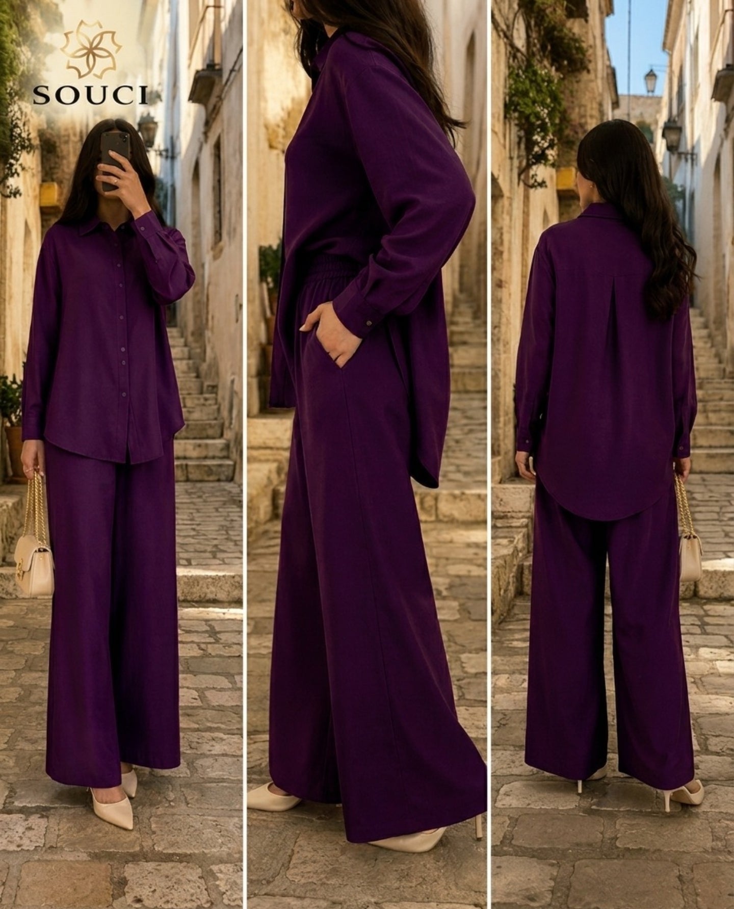 Ensemble Chemise Palazzo - طقم الأناقة والراحة النسائي