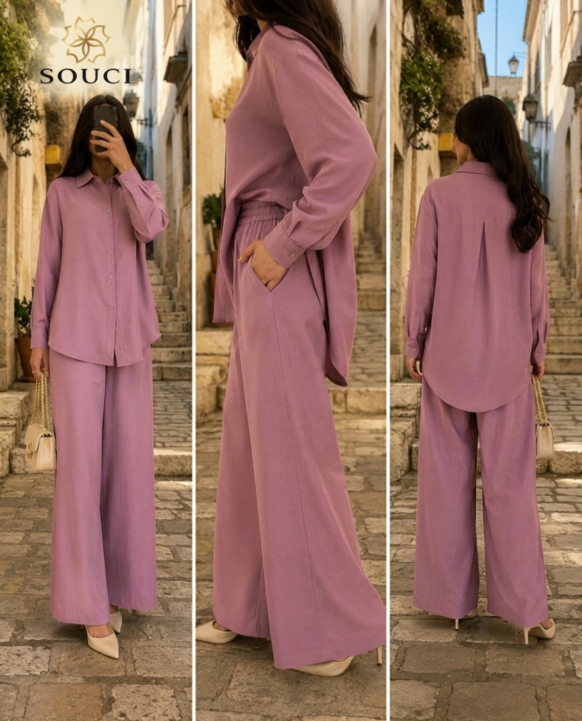 Ensemble Chemise Palazzo - طقم الأناقة والراحة النسائي